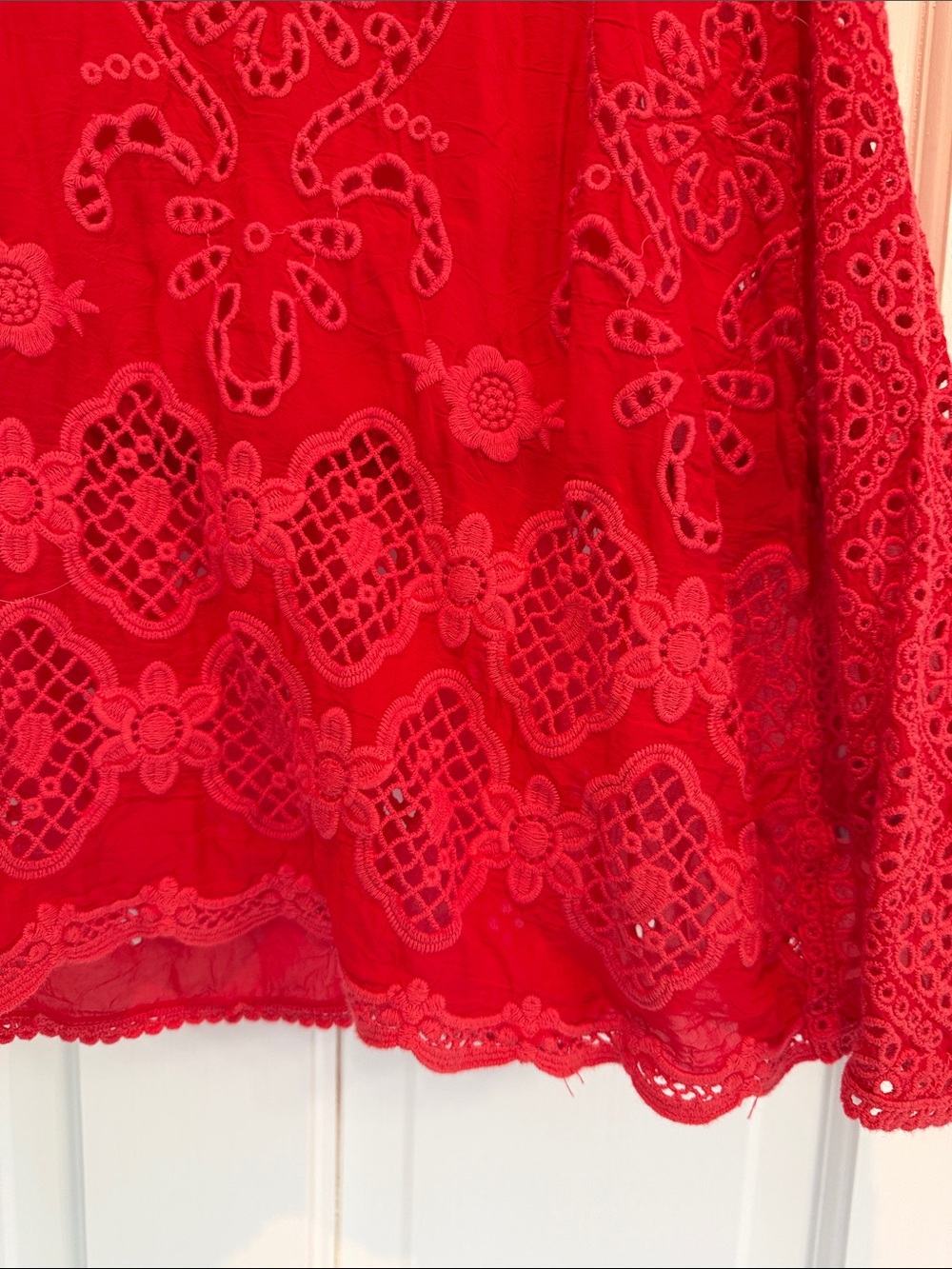 Johnny Was Bright Red Embroidered Peasant Top - Picture 5 of 5